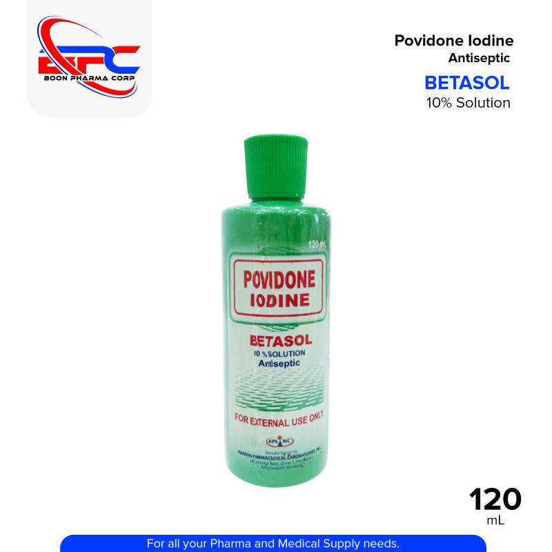 Povidone Iodine (Betasol) 10% Solution Antiseptic Piece 1's 120ml