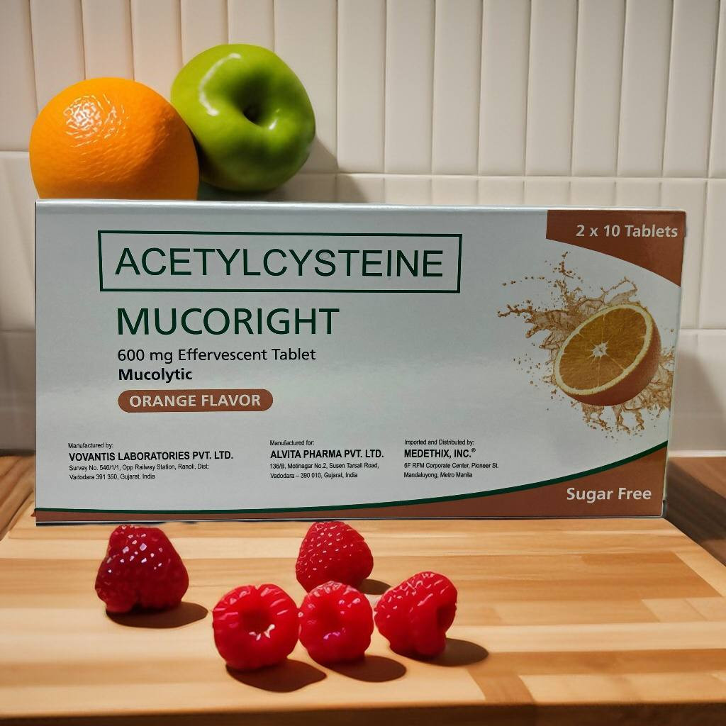 Acetylcysteine (Mucoright) 600mg Orange Flavor Effervescent Tablet 20's