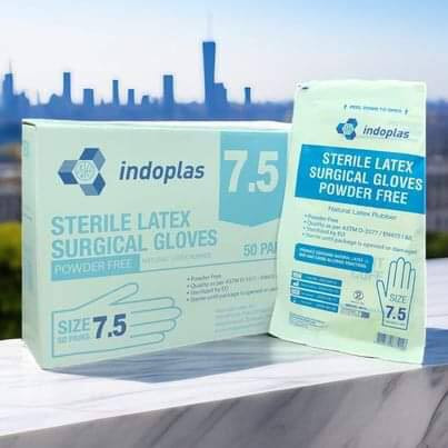 Sterile Latex Surgical Gloves (Indoplas) Powder Free Size 7.5 Pairs 50's