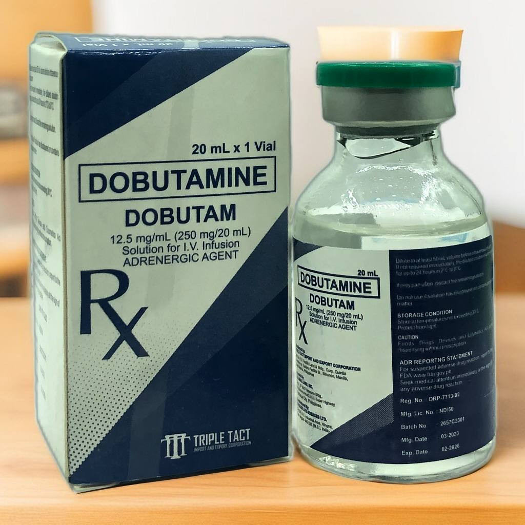 Dobutamine (Dobutam) 12.5mg/ml (250mg/20ml) Solution for IV Infusion 20ml Vial 1's
