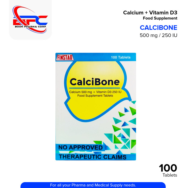 CALCIBONE Calcium 500 mg + Vitamin D3 250 IU Food Supplement Tablets 100's