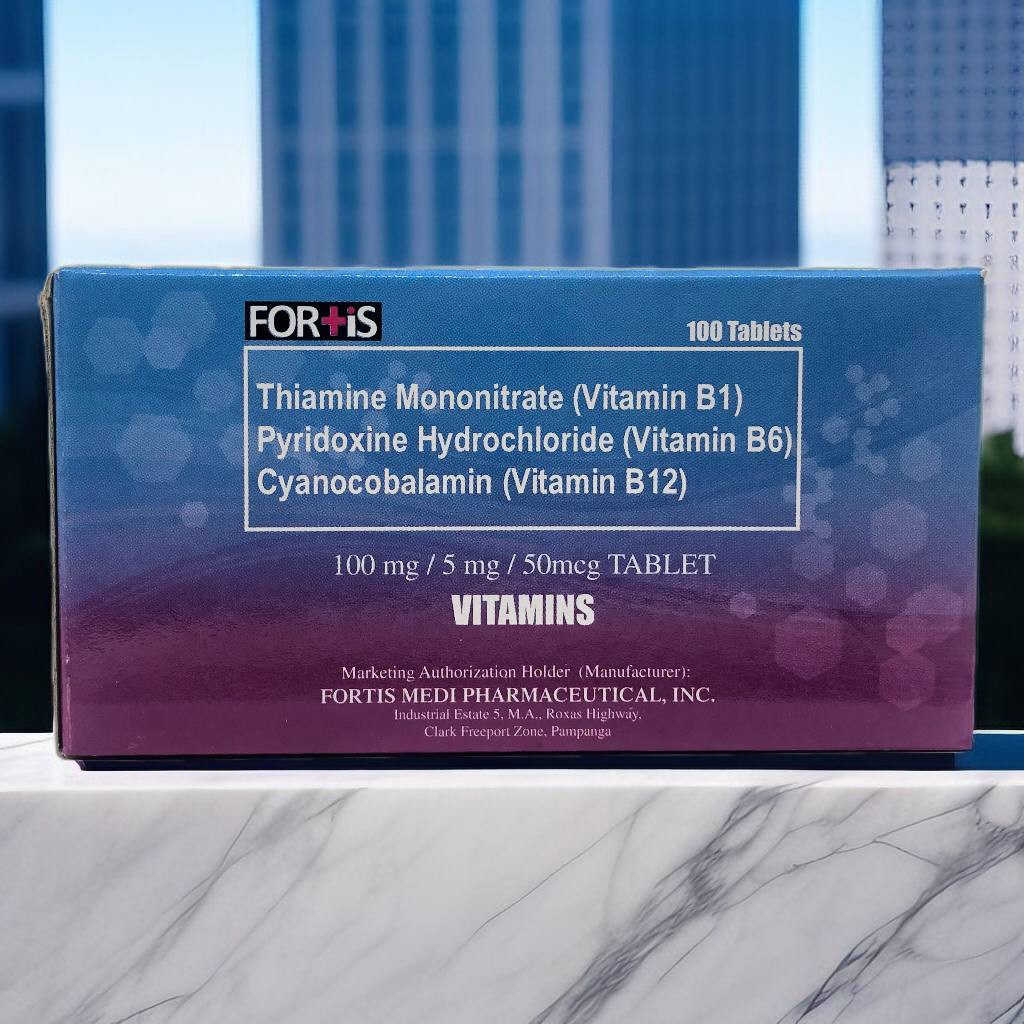 Vitamin B1 + B6 + B12 (Fortis) 100mg/5mg/50mcg Tablets 100's