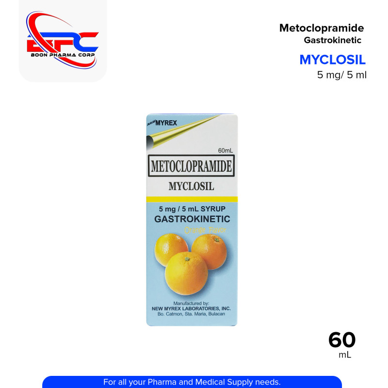 Metoclopramide (MYCLOSIL Metoclopramide 5 mg / 5 mL Syrup Gastrokinetic Orange Flavor 60mLMyclosil) 5mg/5ml Gastrokinetic Syrup 60mll