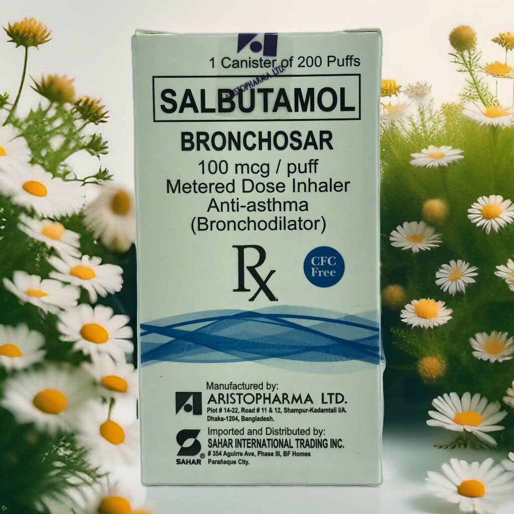 Salbutamol (Bronchosar) 100mcg/puff Metered Dose Inhaler Anti Asthma 1 Canister of 200Puffs