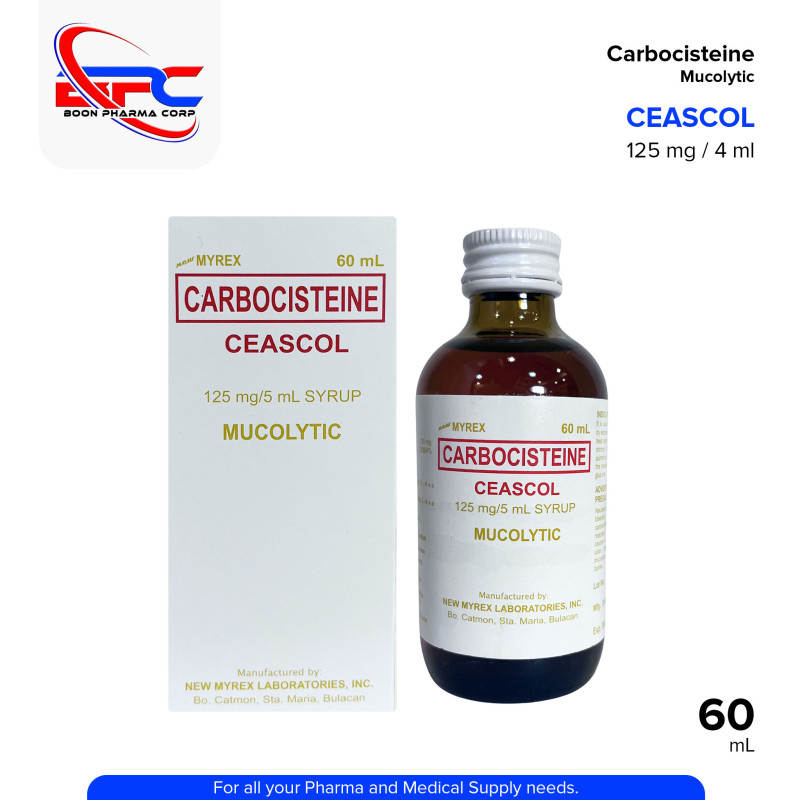 CEASCOL Carbocisteine Mucolytic 125 mg / 4 mL Syrup 60mL