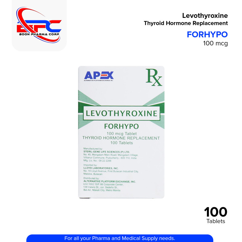 FORHYPO Levothyroxine Thyroid Hormone Replacement 100 mcg Tablet 100's
