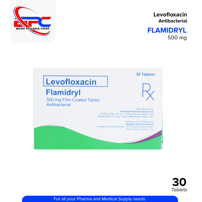 Levofloxacin (Flamidryl) 500mg Film Coated Tablet 30's
