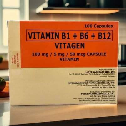 Vitamin B1 + B6 + B12 (Vitagen) 100mg/5mg/50mcg Capsule 100's
