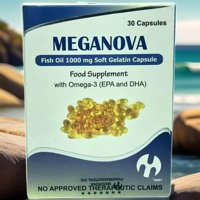 Fish Oil 1000mg Soft Gelatin Capsule (Meganova) Food Supplement with Omega Capsule 30's