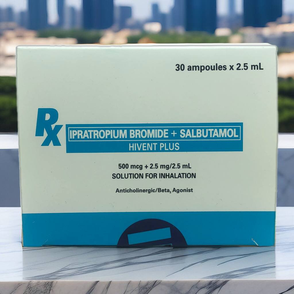 Salbutamol Ipratropium Bromide (Hivent Plus) 2.50mg + 500mcg/2.5ml Ampoules 30's