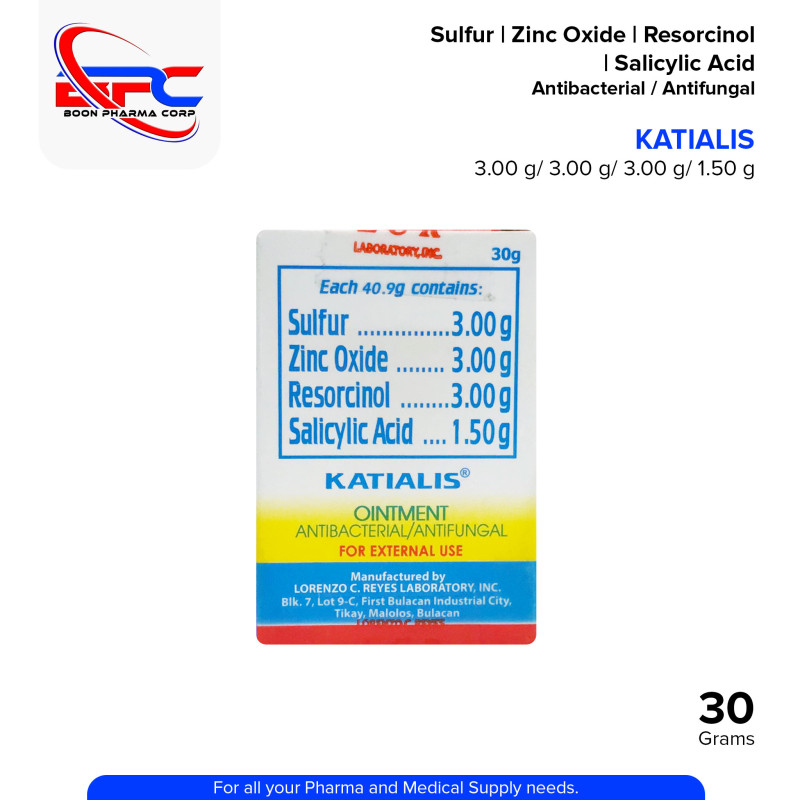 KATIALIS Ointment Antibacterial / Antifungal Sulfur 3g Zinc Oxide 3g Resorcinol 3g Salicylic Acid 1.50g 30G