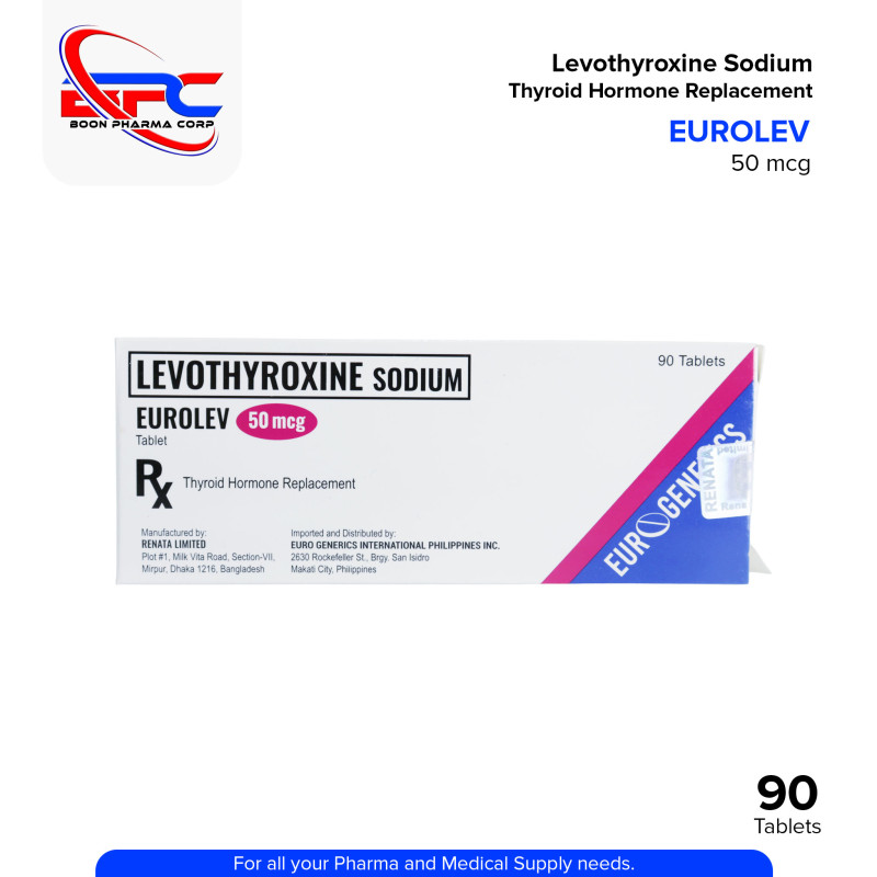Levothyroxine Sodium (Eurolev) 50mcg Tablets 90's