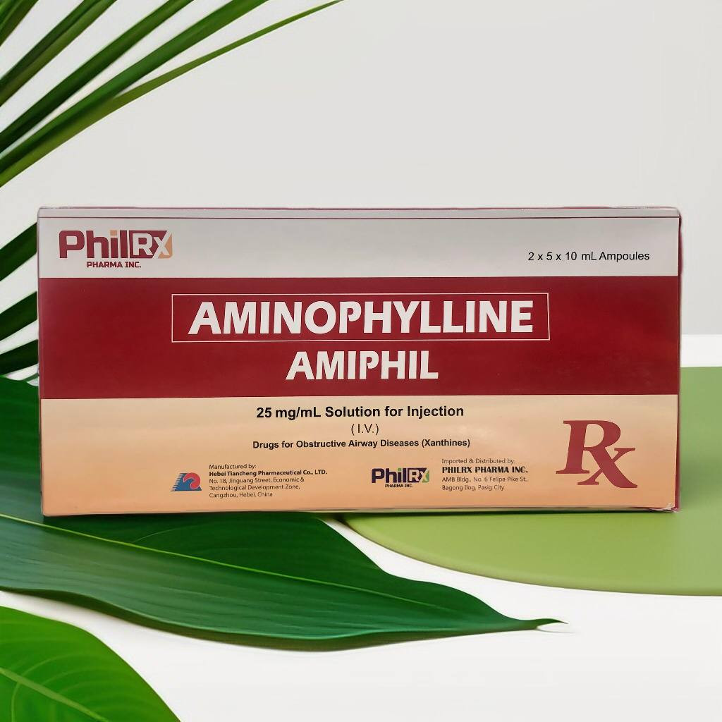Aminophylline (Amiphil) 25mg/ml Solution For Injection 2x5x10 ml Ampoules